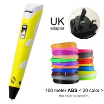 3d 프린터 myriwell 펜 diy 펜 드로잉 펜 인쇄 최고의 아이들을 위한 abs 필라멘트 1.75mm 크리스마스 생일 선물, 노란색 uk-100m 복근