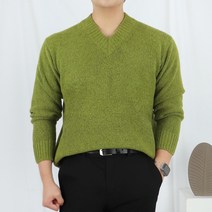 남자 흰색 브이넥 앙고라 초록색 머슬핏 니트