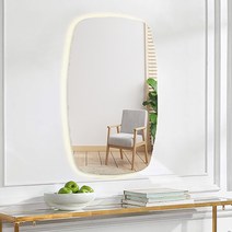 LED 간접 - 무테 직타원형 거울 - 3색변환 터치스위치 조명 거울 현관 거실 욕실 화장대 세면대 미용실 인테리어 스마트 디밍 디자인 거울, 가로형, 500x800, LED 조명없슴