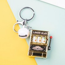 다꾸 문구덕후 미니 과일 기계 키 체인 에뮬레이트 게임 현금 골드 실버 콘솔 벨 자동차 선물 열쇠 고리, 05 Gold white