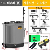 충전식 농약 분무기 자동 연무기 압축 세차 고압 살포기 방역 소독기 농업용 농사, [2.5시간] 18L+7종 노즐세트