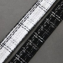 C352 트위드 리본 길이90cm 리본공예 부자재 리본끈 재료 리본핀만들기, 블랙(black)