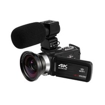 캠코더 4k 48mp 16x 줌 핸디캠 내장 필 라이트 터치 스크린 youbute 사진, af1 마이크 렌즈, 64g SD 카드