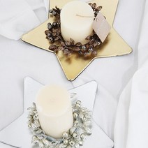 골드 반짝이 열매 캔들리스 캔들링 크리스마스 센터피스 장식 홀더 2color, 다크골드