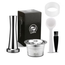 Caffitaly Tchibo Cafissimo Classic K-fee 스테인레스 스틸 재사용 가능한 커피 캡슐 및 탬퍼 스푼 용 리, 03 As Picture