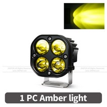 차량용 LED 작업등 바 노란색 안개등 4x4 오프로드 오토바이 트랙터 주행등 흰색 사각형 스포트라이트 12V 24 V 3 인치, [03] 40w 1pcs yellow