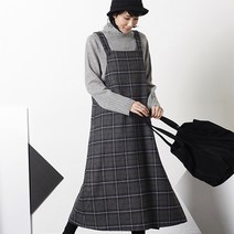 [자체제작] A632 오버롤 체크 원피스