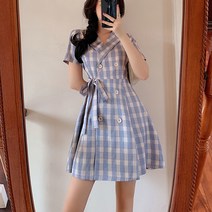 수피 체크무늬 단추원피스