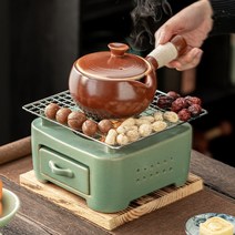 도자기 세라믹 숯불 차 일본식 화로대, 석기곧은난로+흑라탄사이드핸들
