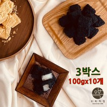 오복떡집 흑임자인절미 인절미 떡 흑임자고물 찰떡 국산 찹쌀 흑임자가루 검정깨 찹쌀떡 수제떡 선물용떡 답례떡 냉동떡 아침대용 식사대용 영양 간식 떡주문 부모님 선물 추천, 3박스, 100gx10개