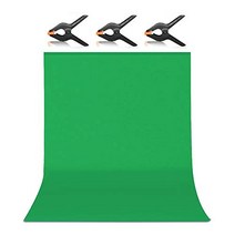 Hemmotop 배경 천 녹색 강력한 클립 3 점 첨부 그린 백 1.8m x 2.8m 천 백 무지 크로마 키 사진 스튜디오 백 스크린 폴 대응 전신 촬영 180 x 280 cm