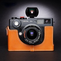 수제 탑 레이어 진짜 가죽 하프 카메라 케이스 가방 커버 라이카 CL, 03 Yellow Brown