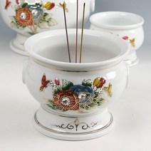 신나라-닷컴_백자 큐빅목단 도자기 향로(중) 꽂이 홀더 제수용 장식소품 도기 인테리어 용품 받침대_ tlsskfk, 이상품찜!
