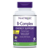 Natrol B-컴플렉스 패스트 디졸브 코코넛맛 타블렛, 90개입, 1개