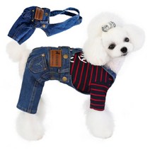 멜빵 올인원 청바지 강아지옷, 멜빵바지