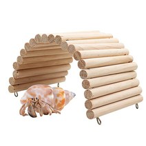 파충류 은신처 나무 소라게 등반 장난감 탱크 서식지 장식 구부릴 수 있는 사다리 다리 터널 도마뱀 카멜레온 햄스터 쥐 친칠라 기니피그 토끼 수염 드래곤 405778, 11.8×5.9 Inches, Apple Wood