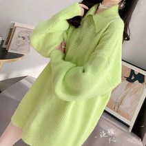 SJW 여성용 카라 스웨터 골지 니트티 롱박스티 겨울 빅사이즈 S~5XL