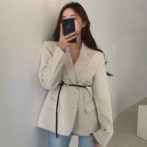 [레티고] 트렌디 벨트 믹스 블레이저 자켓