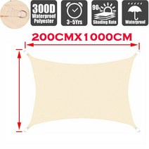 3x 4m/4x5m 300D 방수 천막 정원 그늘 항해 야외 잎 파티오 캐노피 수영장, 06 Beige 200x1000cm