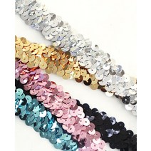 C89 폭2cm 스팽글 스판 리본, 블랙