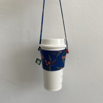 (할미꽃) 에코 패브릭 컵홀더 슬리브 드링크백.할미꽃, 레드체크