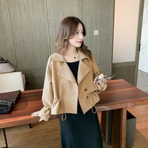 여성 숏트렌치코트 짧은 봄 가을 슬림 캐쥬얼룩 정장 아우터 자켓 센스 우먼 여자 결혼식