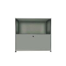 USM 우드 판넬 철제 수납장 1x2 그레이 하단 도어, 라이트 엘로우