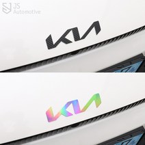 JS automotive EV6 트렁크 본넷 핸들 리어 엠블럼 컬러 홀로그램 프리즘 랩핑 무지개빛 스티커 튜닝 패널 기스방지 보호 시트지 장식 커버 악세사리, 헤어라인블랙
