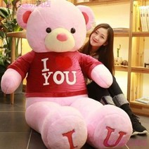 대형 곰 인형 수면 애착 쿠션 여친 생일 선물, 아이유핑크-러브베어, 스트레이트 80cm 직각 1.2m [뚱뚱]