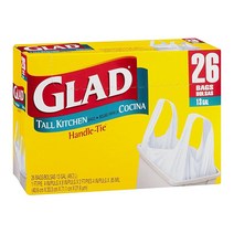 Glad 48.9L(13갤런) 핸들 타이 쓰레기 봉투 26개입 (9팩)