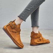 여성 마틴 워커 봄 가을 수제 로우힐 복고풍 앵클 부츠 플랫 슈즈 예쁜 엄마 선물 박시아즈 225 250 가죽 부츠