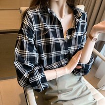 롱셔츠 여성블라우스 잔체크 캐주얼셔츠 남방