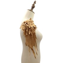 1 파리 블랙 화이트 수 놓은 천사 날개 패치 티셔츠 드레스에 대 한 의류 깃털 패치에 대 한 패치에 대형 패브릭 옷 바느질, 골든커피, 1개