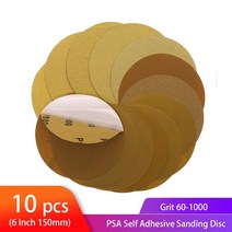 종이사포 6 quot150mm 골드 PSA 자체 접착 스티커 백 샌딩 디스크 DA 샌더 건조 사포 목공 또는 자동차용, [01] 60