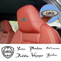 자동차 익스테리어 용품 자동차 의자 좌석 스티커 머리 받침 배지 금속 스티커 lancia thema phedra delta ypsilon lybra musa kappa 보이저, 페드라를 위해, 블랙 1pc, b-모서리 없음
