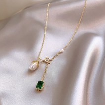 에메랄드그린 목걸이 비즈 진주 골드목걸이 패션목걸이