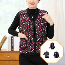 꽃무늬 융털 겨울 조끼 할머니 김장 조끼