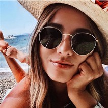 고급 수입 메탈 스몰 라운드 프레임 선글라스 여성 빈티지 여행 클래식 컬러 필름 gafas de sol para hombre