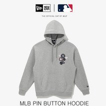 뉴에라 13338664 MLB 핀 버튼 뉴욕 양키스 후드 모자 티셔츠 헤더 그레이, 없음