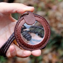 다비드뉴욕 핸드메이드 이태리산 토스카노가죽 진밤 휴대용 돋보기목걸이 확대경, 이니셜없음