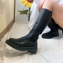 오버솔 첼시 통굽 뒷지퍼 키큰여자 워커 롱부츠