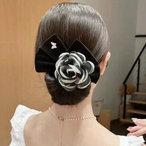 PKFARM 다함께 차차차 플라워 장식 똥머리 밴드 당고머리 헤어밴드 스틱 머리끈, 화이트, 1개입