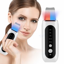 Tramx EMS 갈바닉 워터필링기 초음파 피지 각질제거 딥청결 홈케어 usb식충전, 화이트