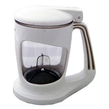 열탕기 녹차주전자 차내리기 주전자 버튼식 티포트 500ml 기본티포트 차우려내는 티팟, 흰색