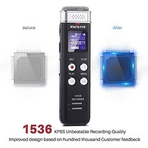 16GB EVISTR 디지털 딕타폰 미니 - 음성 활성화 오디오 녹음기 마이크가 있는 녹음기 소음 제거 재생 강의 인터뷰 회의용 음성 녹음기-25542, 16 기가 바이트