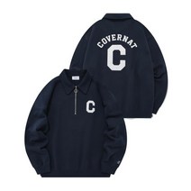 COVERNAT 아치 C 로고 카라 하프 집업 맨투맨 네이비 하프집업