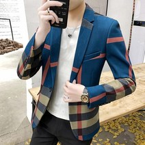 빅사이즈 봄 가을 남성 블레이저 체크 무늬 정장 자켓 2종