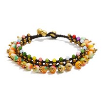 10k 발찌 순금 14k코인 실 스마일 미니골드 연예인 보헤미안 장식품 준 보석 타이 왁스 로프 손으로 짠 비치 앵클릿 레트로 에스닉 스타일 앵클릿 jl014