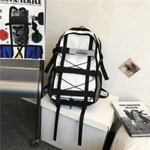 백팩 남성 트렌드 ins 여 슈퍼히트 보드 백팩 개성 대용량 카고 책가방 반사광, 화이트 대형