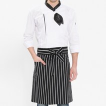 UNILOVE 허리형 스트라이프 앞치마, 블랙 A(309)